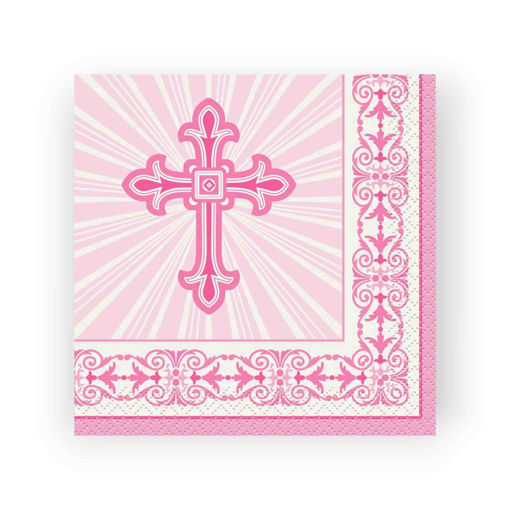 Picture of PAPER NAPKINS RADIANT CROSS PINK 33X33CM - 16 PACK